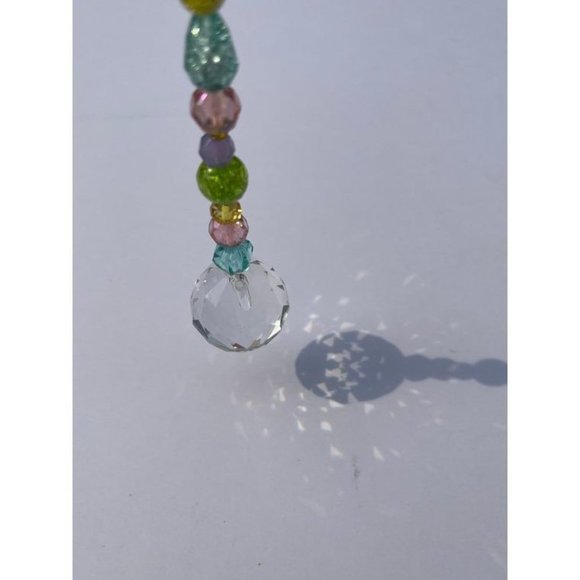 Beaded Suncatcher Pastel Multicolor Crystal Prism Hanging Patio Decor Yard Art - Picture 2 of 9